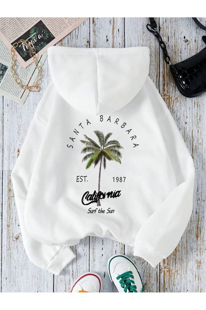Women's Santa Barbara Printed 3 Thread Hoodie Sweatshirt