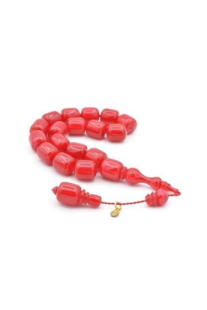 Vefa Master Signed Capsule Cut Red Crimped Amber Efe Mascot Prayer Beads