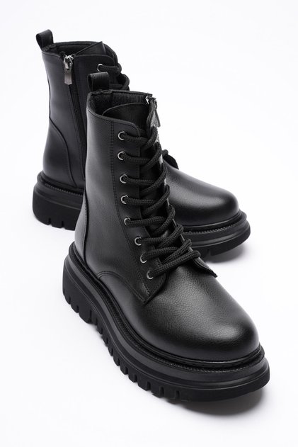 Women's Leather Boots Zippered Black Nexa