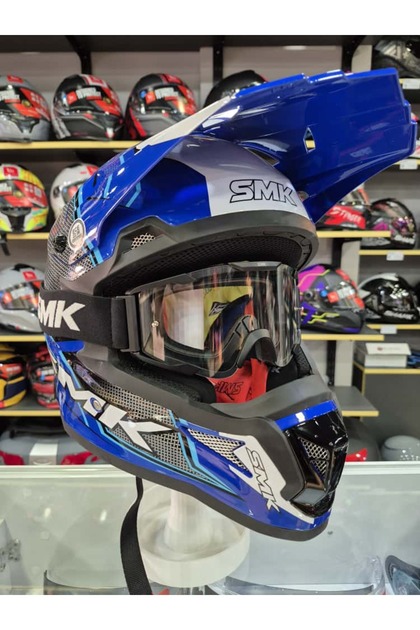 SMK Gözlük Hediyeli Allterra Maverix GL521 Black/White/Blue Cross