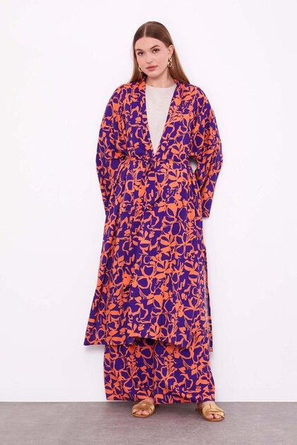 Orange Kimono Pants Set