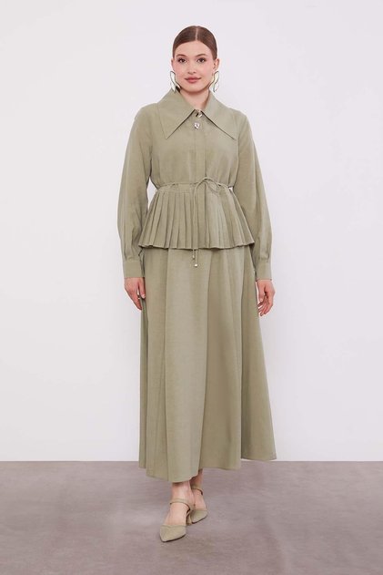 Green Skirt with Pleated Hem Cupra Skirt Set