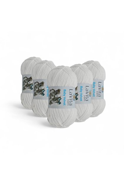 Baby Velvet Velvet Hand Knitting Yarn 100% Polyester 500Gr 5 Pcs (1002 Opti̇k)
