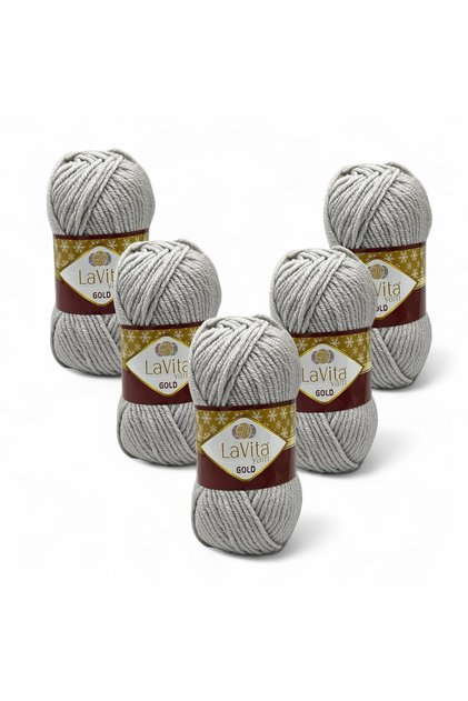 Gold Hand Knitting Yarn 100% Acrylic 500Gr 5 Pcs (9797 Gray)