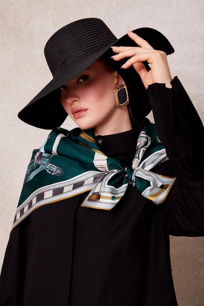 Emerald Green Twill Silk Scarf Lunera Collection