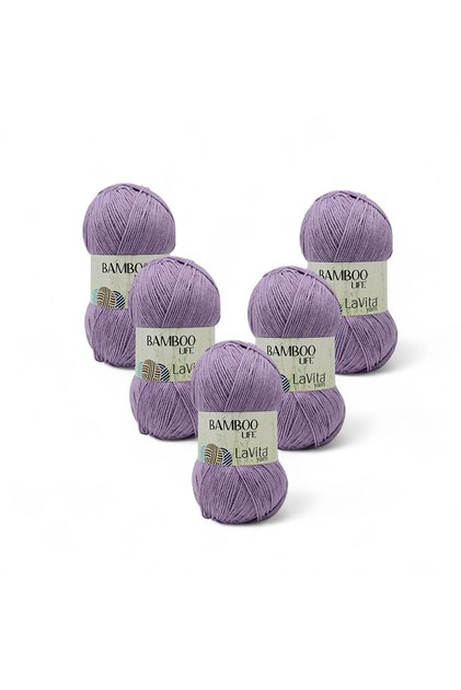 Bamboo Life Hand Knitting Yarn 50% Bamboo 50% Acrylic 500Gr 5 Pieces (4163 Lila)