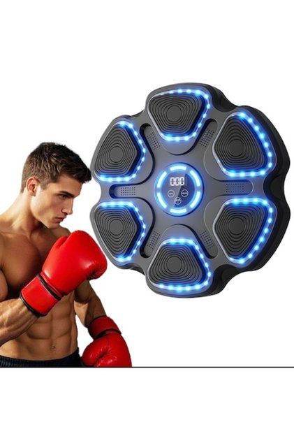 Țintă de antrenament tip cutie, elemente, difuzor Bluetooth, LED, afișaj digital, suport de perete, mănuși incluse