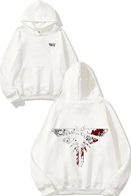 The Last of Us 22 Design Back Printed White Hooded Sweatshirt