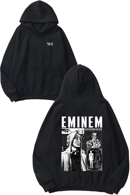 Eminem Poster2 Design Back Printed Black Hooded Sweatshirt