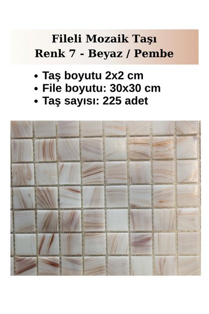 Sanatsal Mozaik Çalışmalarınız için Fileli Cam Mozaik Taşı - Mozaik Boyutu:20x20 mm