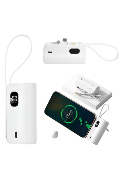 Φορητό Powerbank Καθολικής Χρήσης με 3 θύρες USB-C, USB-A και Lightning, Νέο Μοντέλο, Εξωτερική Μπαταρία, Εκτεταμένη Συμβατότητα, Smartphone, Tablet, Ενέργεια Ανά Πάσα Στιγμή, Γρήγορη Φόρτιση, Σιλικόνη