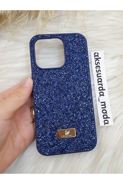 حافظة سفروفسكي ذات علامة تجارية فاخرة متوافقة مع هاتف iPhone 15 Pro