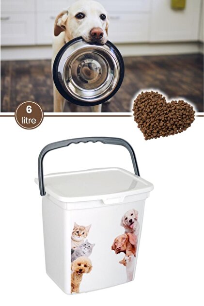 Flosoft Evcil Hayvan Mama Kovası, Kapaklı Kulplu Kedi Köpek Mama