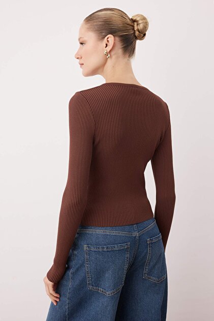 Trendyolmilla Wardrobe Essentials Kahverengi Merserize Görünümlü