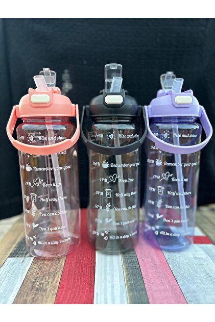 cosmoshome Motivational Water Bottle Water Bottle 2 Liter Sticker and Straw  Water Bottle- Trendyol