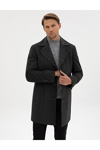 Pierre Cardin Antrasit Yün Karışımlı Balıksırtı Palto 50312684