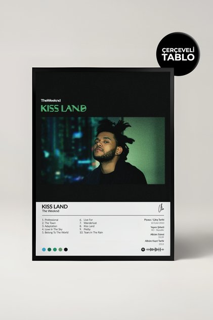 The Weeknd Kiss Land Çerçeve Albüm Tasarımlı Spotify Poster Tablo