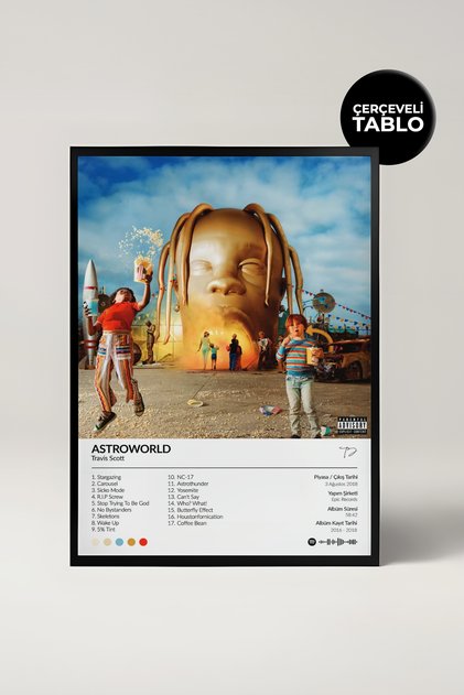 Travis Scott Astroworld Albüm Tasarımlı Dekoratif Tablo
