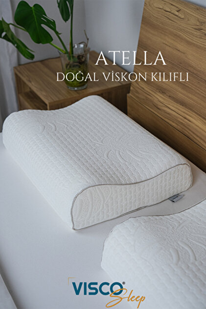 Orthopedic visco pillow neck support pillow visco pillow atella natural viscose case 60x40x14-12 cm
