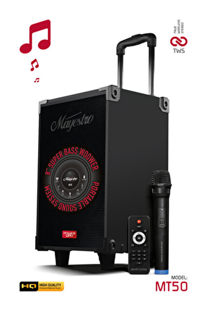 Powerway Şarjlı Çift Mikrofonlu Ses Sistemi Karaoke Sistemi