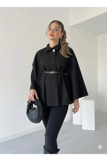 Belted Buttoned Cashmere Poncho New Season