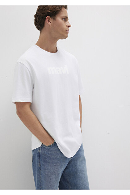Mavi Logo Printed White T-Shirt Loose Fit 0611807-620- Trendyol