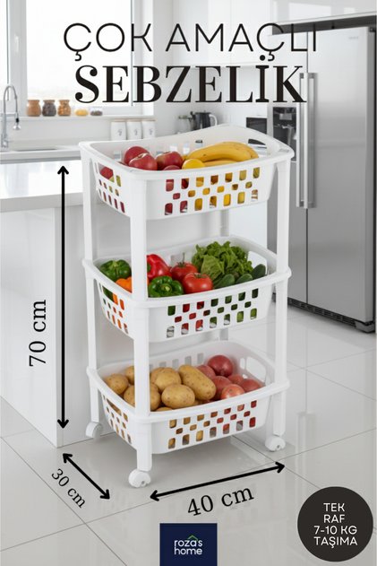 Multi 3 Katlı Sepet Düzenleyici 40 x 29,5 x 70 cm Org-78