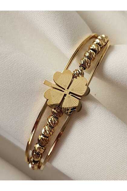 Steel Clamp Gold Clover Model Dori̇ka Stainless Water Resistant