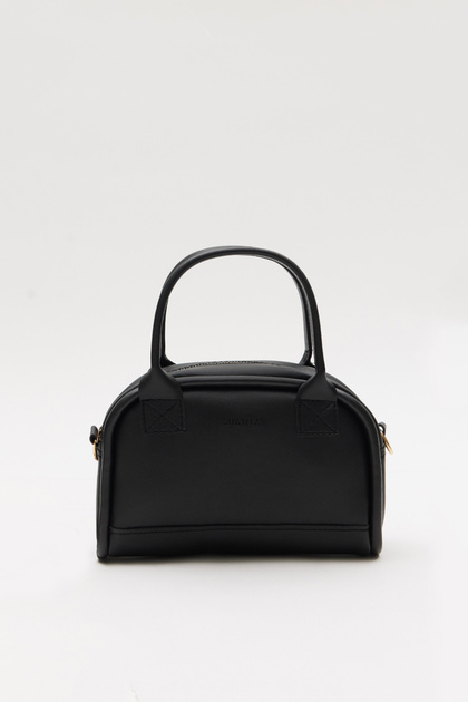 Black D26 Casual Women's Hand and Shoulder Bag with Single Zipper Compartment and Adjustable Long Strap Detail