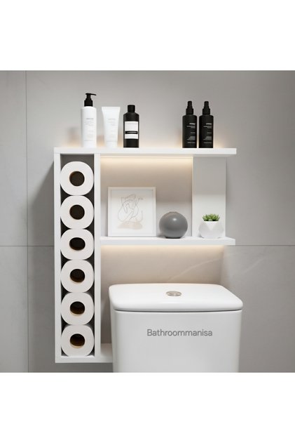 Banyo Klozet Üstü Raf Düzenleyici Ve Tuvalet Kağıtlık Sol