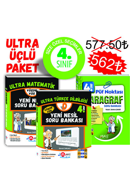 Analiz Yayınları 4.sınıf Ultra 3'lü Set (MATEMATİK - PARAGRAF-T