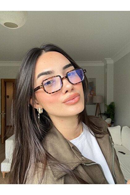 funeyes Lodin Geometrik Leopar Köşeli Mavi Işık korumalı Gözlük