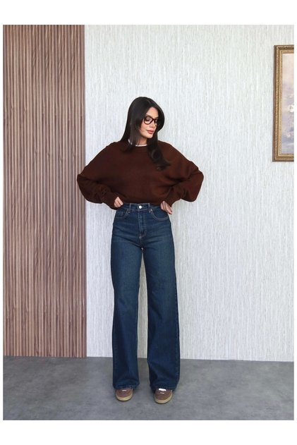 Stretch Fabric Straight Jeans Trousers