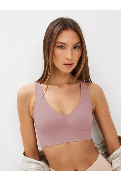Rosella Model Kalın Askılı Extra Toparlayıcı Pedsiz Büstiyer Korse Gül Kurusu Renk