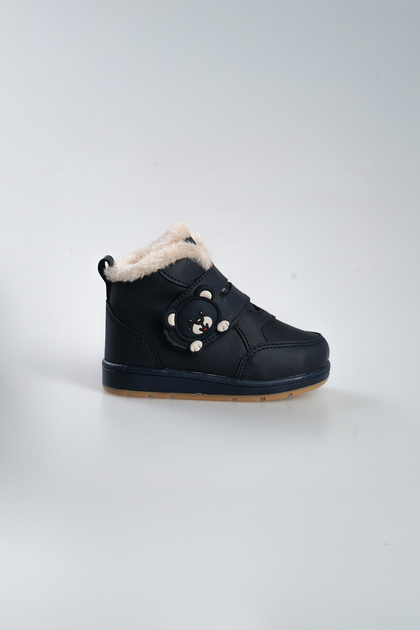Panda Detailed Furry Unisex Kids Baby Boots DARK BLUE