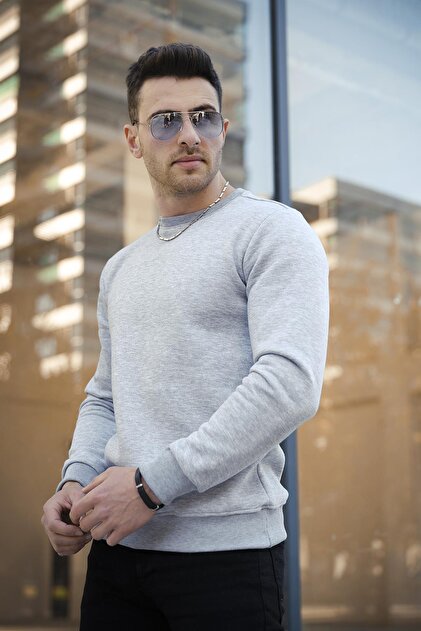 Gomez Slim Fit Three Thread Raised Cotton Crew Neck Sweatshirt