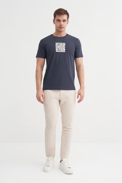 Slim Fit Crew Neck Cotton Printed T-Shirt