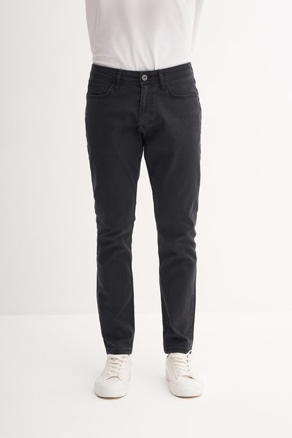 Terry Slim Fit Denim Trousers Pipe Leg Regular Waist