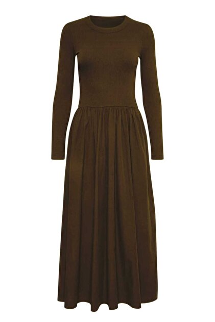 charango Women's A-Line Maxi Flared Skirt Long Sleeve Dress- Trendyol