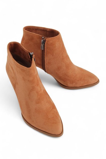 Women's Thin Heel Zippered Suede Black Boots