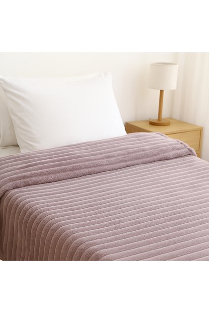 Jacquard Flannel Blanket – Single (150x200 cm) – Knitted Ribbed, Purple