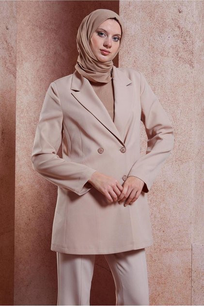 Double-Breasted Collar Blazer Jacket 44648