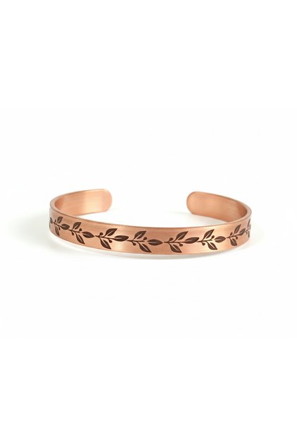 Ivy Engraved Dual Purpose Pure Copper Bracelet Solomon Seal Ayetel Kursi Evil Eye Verse Nali Sharif