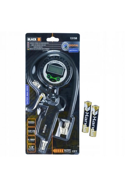 Pistol digital de umflat anvelope 0-15 BAR cu manometru cu carcasă de cauciuc