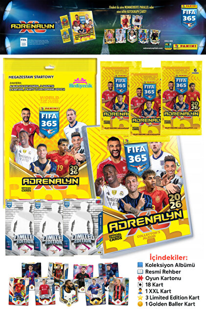 Fifa 365 Adrenalyn XL 2026 Trading Card Albüm Futbolcu Kartları Albümü Set