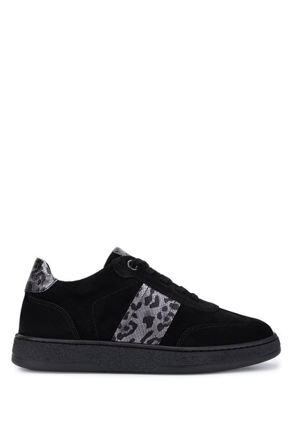 Women's Genuine Leather Black Sneakers & Sports Shoes