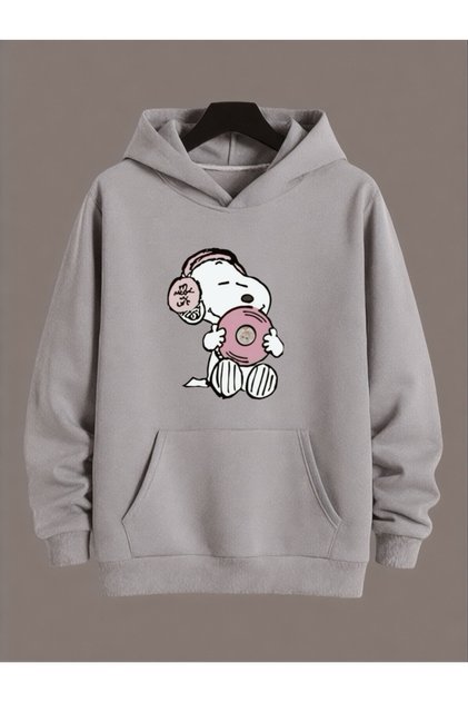 Unisex Snoopy Colorful Custom Printed Cotton Oversize Hooded Sweatshirt