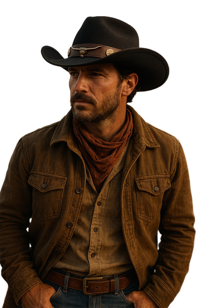 Men's Cowboy Western Style Leather Detailed Vintage Hat