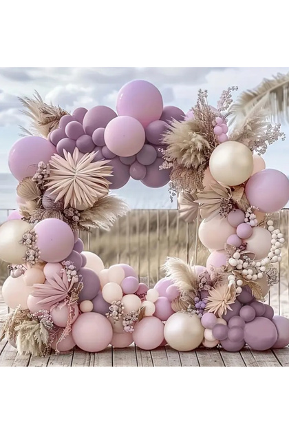 Powder Pink Retro White Pale Pink Balloon Chain Set Including 103 Jumbo Balloons