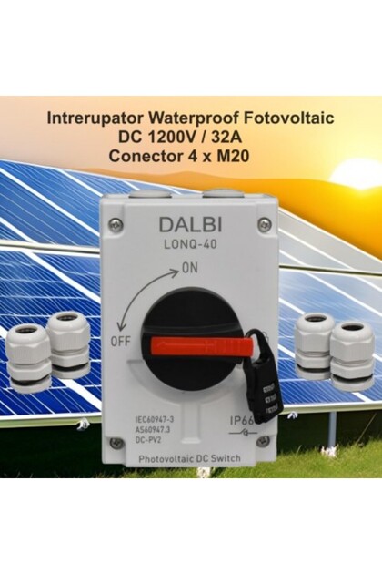 Întrerupător pentru sistem solar DC 1200V / 32A - Conectori 4 x M20